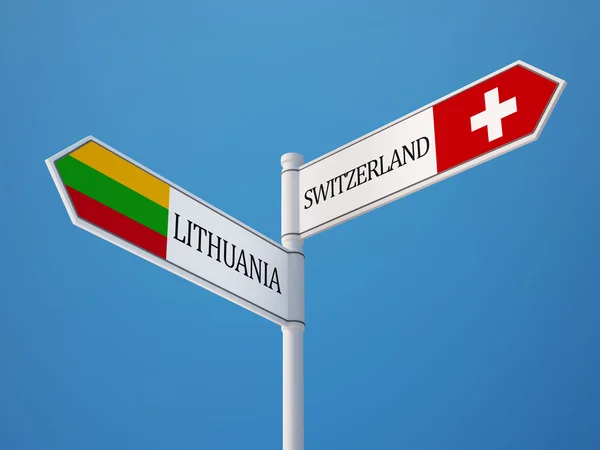 Litouwen Zwitserland teken vlaggen Concept — Stockfoto