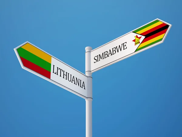 Lituania Zimbabwe Firma Bandiere Concetto — Foto Stock