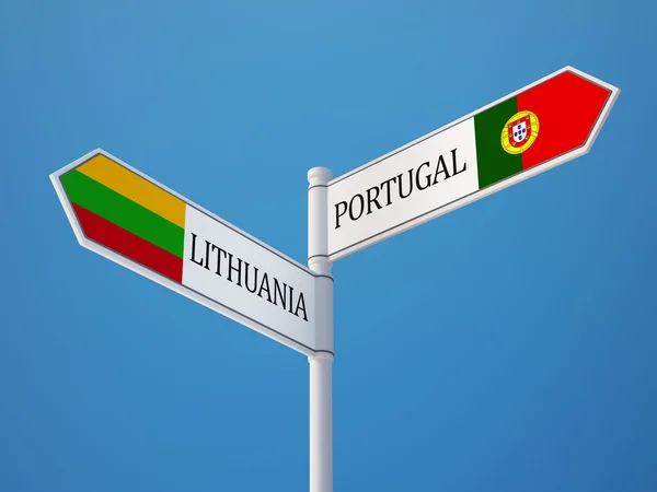 Lituania Portogallo Firma Bandiere Concetto — Foto Stock