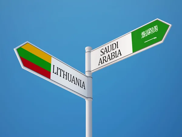 Lithuania Saudi Arabia  Sign Flags Concept — Stock Photo, Image