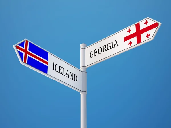 Conceito de Bandeiras de Sinais da Islândia Geórgia — Fotografia de Stock