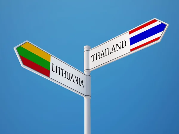 Thaïlande Lituanie Signer Drapeaux Concept — Photo