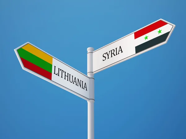 Syria Lithuania  Sign Flags Concept — Stock Photo, Image