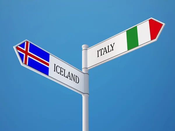 Iceland Italy  Sign Flags Concept — Stock Photo, Image
