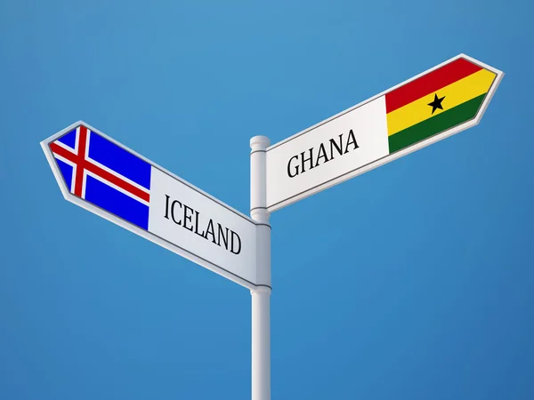 İzlanda Gana işaret bayrakları kavramı — Stok fotoğraf