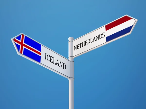 Islande Pays-Bas Signer Drapeaux Concept — Photo