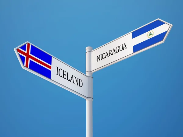 Islandia Nikaragui znak flagi koncepcja — Zdjęcie stockowe