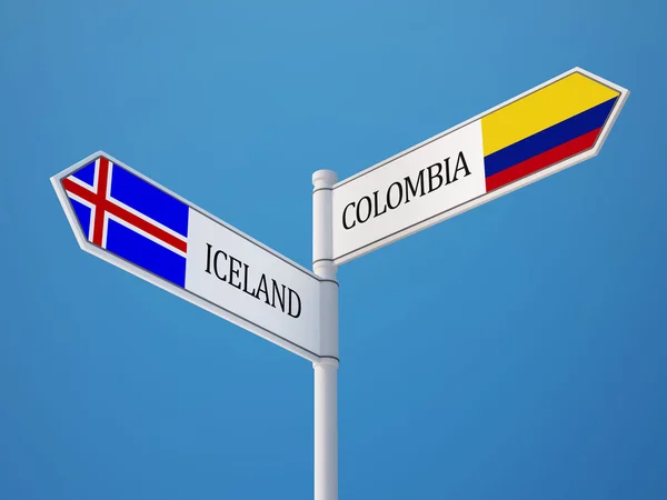 Islande Colombie Signer Drapeaux Concept — Photo