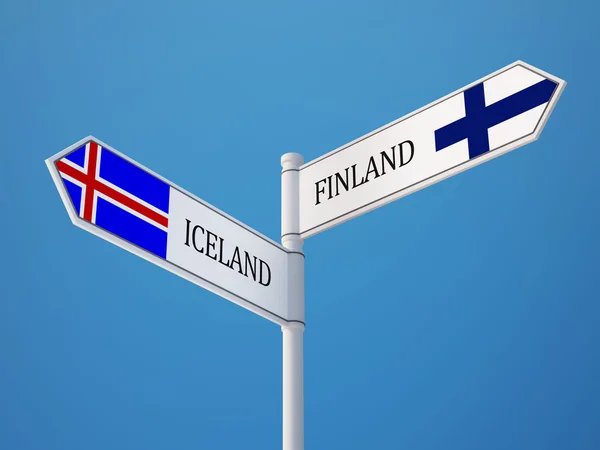 Islande Finlande Signer Drapeaux Concept — Photo