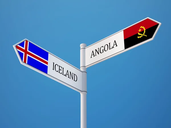 Iceland Angola  Sign Flags Concept — Stock Photo, Image