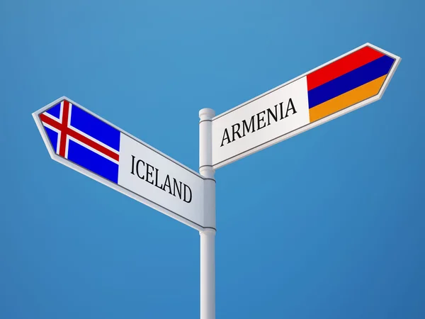 Iceland Armenia  Sign Flags Concept — Stock Photo, Image