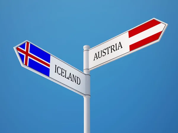 Iceland Austria  Sign Flags Concept — Stock Photo, Image