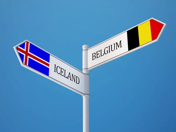 Islandia Belgia znak flagi koncepcja — Zdjęcie stockowe