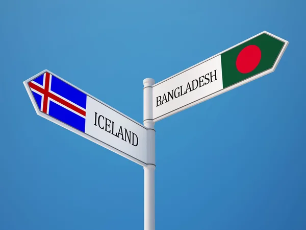 Islande Bangladesh Signer Drapeaux Concept — Photo