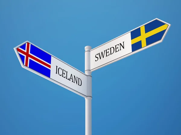 Islandia Suecia Sign Flags Concept —  Fotos de Stock