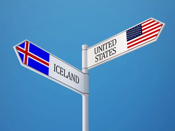İzlanda Amerika Birleşik Devletleri işaret bayrakları kavramı — Stok fotoğraf