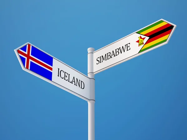 Iceland Zimbabwe  Sign Flags Concept — Stock Photo, Image