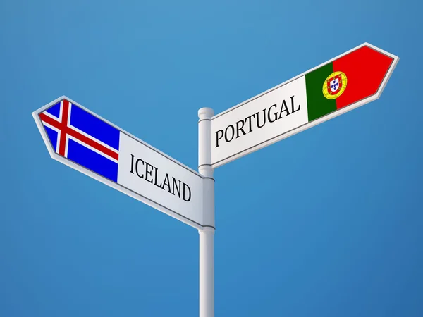 Iceland Portugal  Sign Flags Concept — Stock Photo, Image