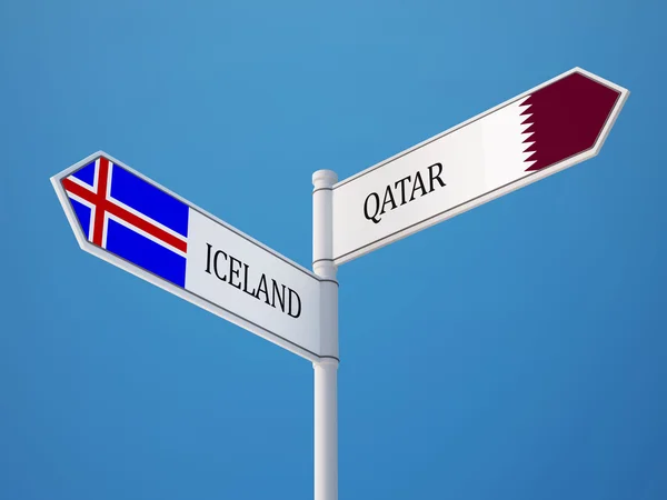 Islandia Qatar Firma el concepto de banderas — Foto de Stock