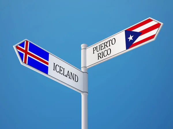 Islande Porto Rico Signer Drapeaux Concept — Photo