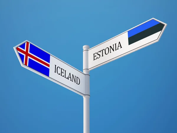 Estland IJsland teken vlaggen Concept — Stockfoto