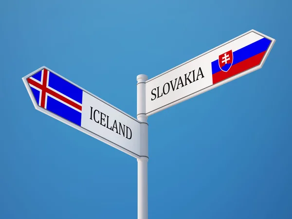 Island Slovakien tecken flaggor koncept — Stockfoto