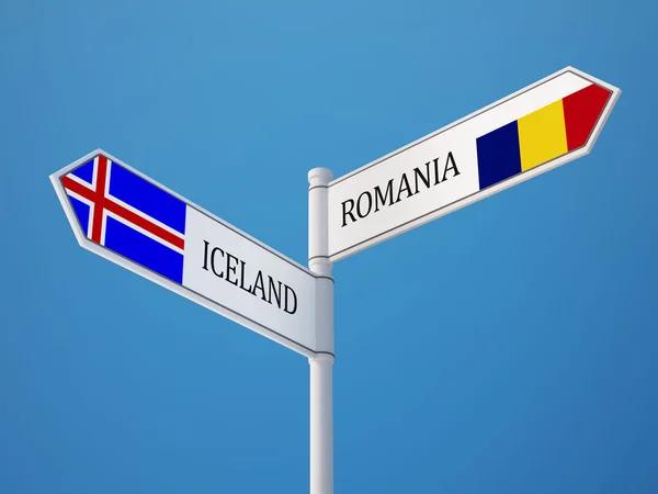 Iceland Romania  Sign Flags Concept — Stock Photo, Image