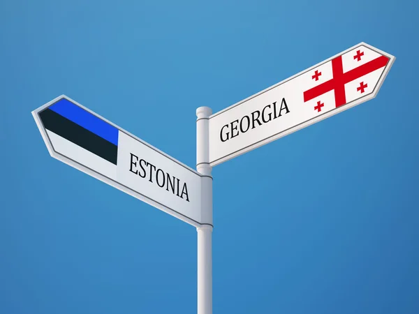 Estonia Georgia  Sign Flags Concept — Stock Photo, Image