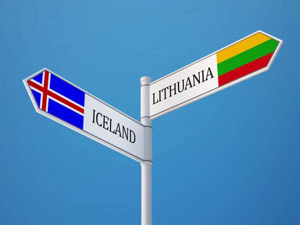 Islande Lituanie Signer Drapeaux Concept — Photo