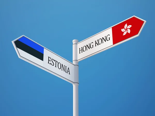 Estonia Hong Kong  Sign Flags Concept — Stock Photo, Image