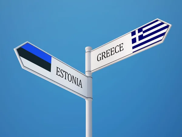 Estonia Greece  Sign Flags Concept — Stock Photo, Image