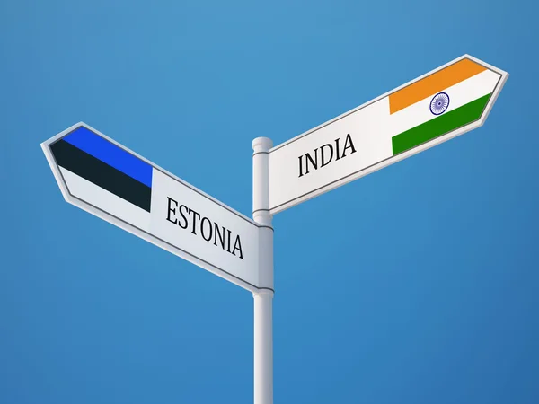 Estland India teken vlaggen Concept — Stockfoto