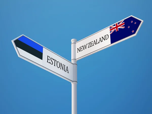 Estonia New Zealand  Sign Flags Concept — Stock Photo, Image