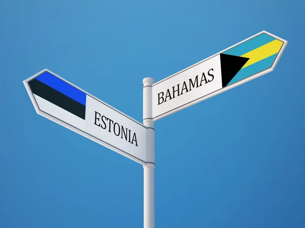Estonia Bahamas Segno Bandiere — Foto Stock