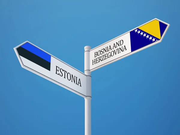 Estónia Bósnia e Herzegovina assinam bandeiras — Fotografia de Stock