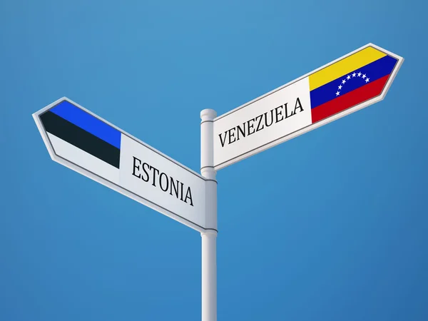 Estonie Venezuela Signer Drapeaux Concept — Photo