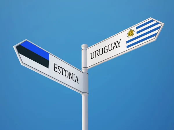 Estonia Urugwaj znak flagi koncepcja — Zdjęcie stockowe