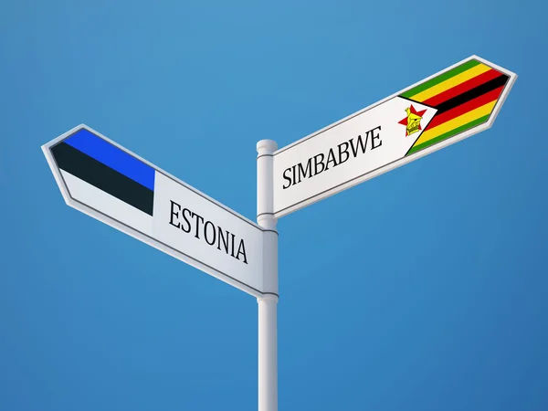 Estland Zimbabwe tecken flaggor koncept — Stockfoto