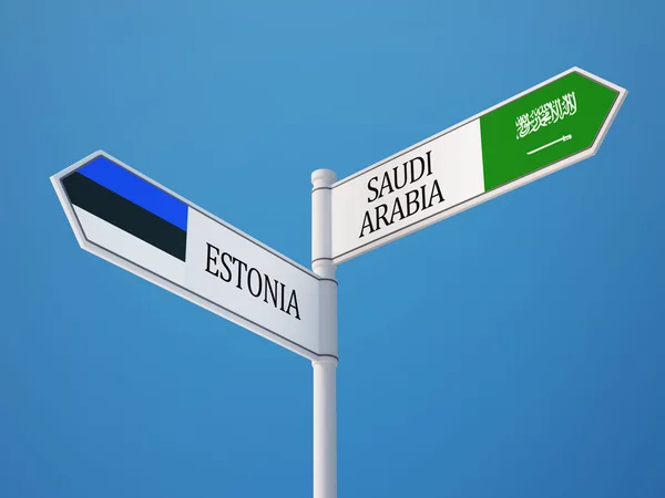 Estonia Saudi Arabia  Sign Flags Concept — Stock Photo, Image