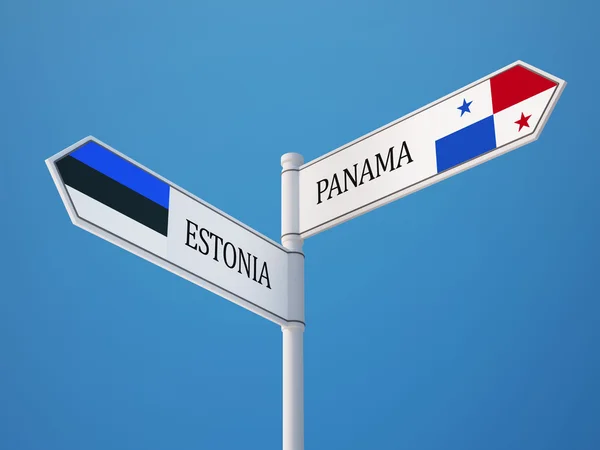 Estonia Panama  Sign Flags Concept — Stock Photo, Image