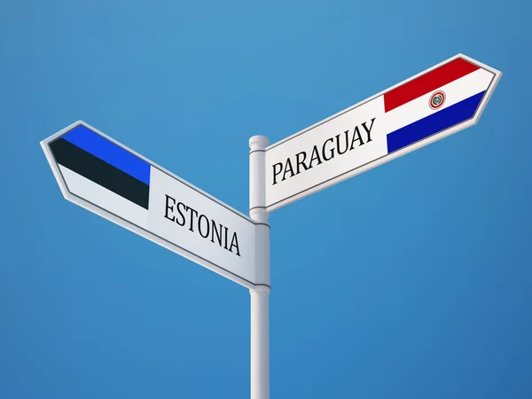 Észtország Paraguay bejelentkezési jelzők koncepció — Stock Fotó