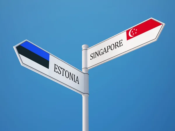 Estland Singapore tecken flaggor koncept — Stockfoto