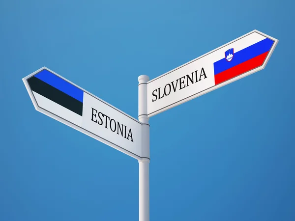 Estonia Slovenia semnează conceptul de steaguri — Fotografie, imagine de stoc