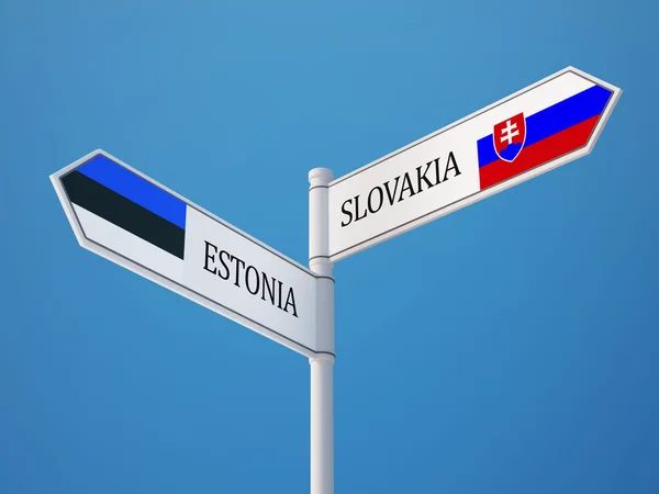 Estonia Slovakia  Sign Flags Concept — Stock Photo, Image