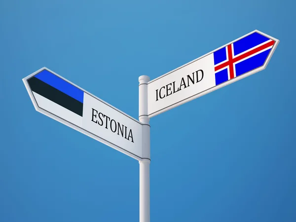 Estland IJsland teken vlaggen Concept — Stockfoto