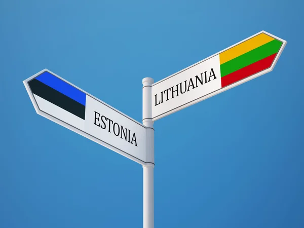 Estonia Lithuania  Sign Flags Concept — Stock Photo, Image