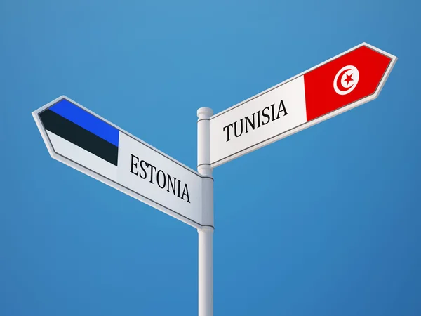 Tunisie Estonie Signer Drapeaux Concept — Photo