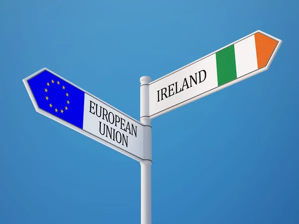 Europeiska unionen Irland tecken flaggor koncept — Stockfoto