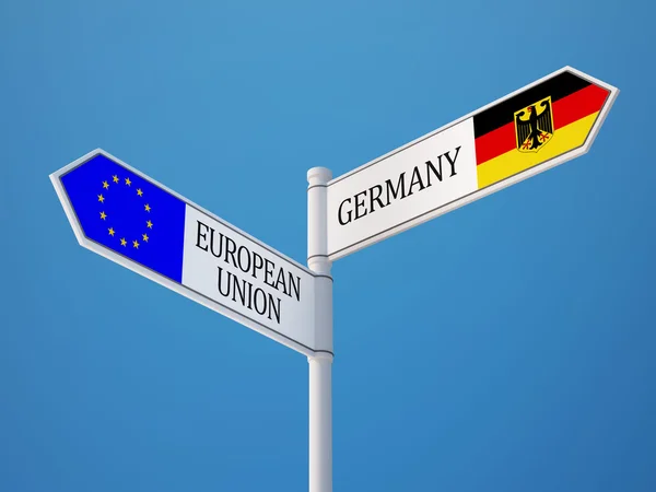 Europeiska unionen Tyskland tecken flaggor koncept — Stockfoto