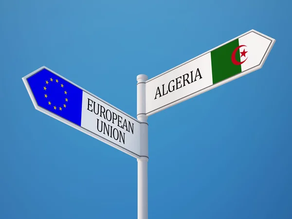 Europese Unie Algerije teken vlaggen Concept — Stockfoto